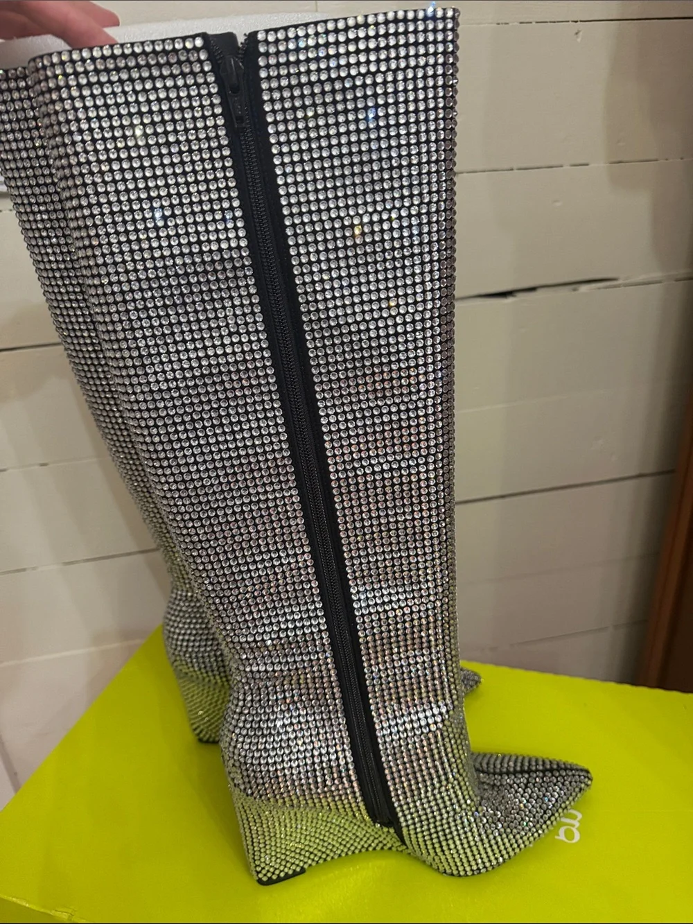 Gianni Bini Silver Rhinestone Wedge Boots